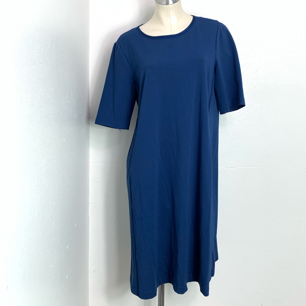 Lafayette 148 New York Shift Dress Aegan Blue Size Large
